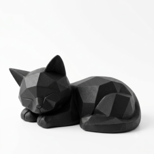 Chaton endormi polygonal 3D