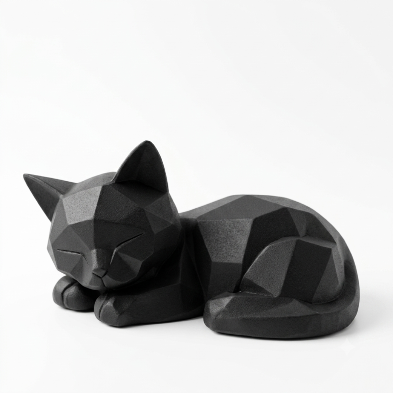 Chaton endormi polygonal 3D