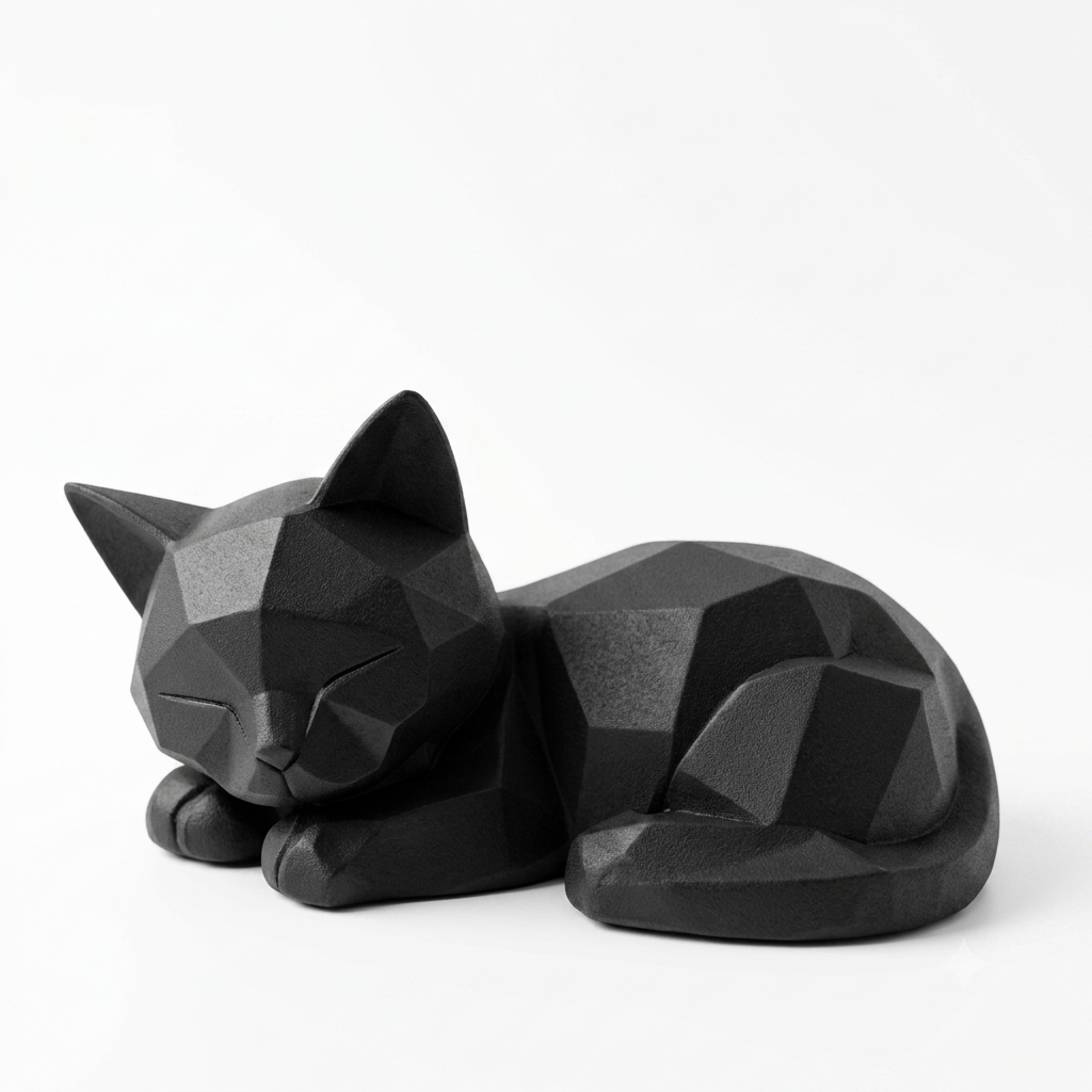 Chaton endormi polygonal 3D