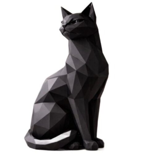 Chat polygonal low poly — Sculpture géométrique 3D